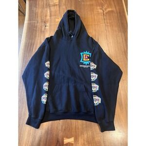 Crooks & Castles Black Hoodie Orange/Blue/Pink Graphics Size XL Face/Snakes Warm